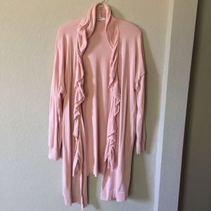 DKNYC Pink Long Ruffle Cardigan
